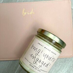 Engagement Soy Wax Candle + Bride Clutch Purse Perfect Gift